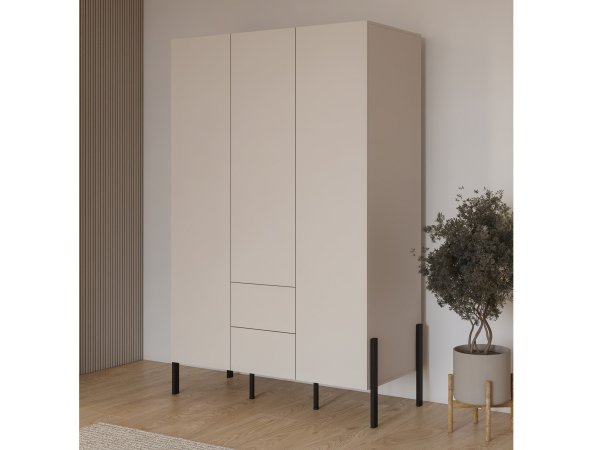 Sestava nábytku do ložnice JUKON 1 cashmere/černé kovové nohy