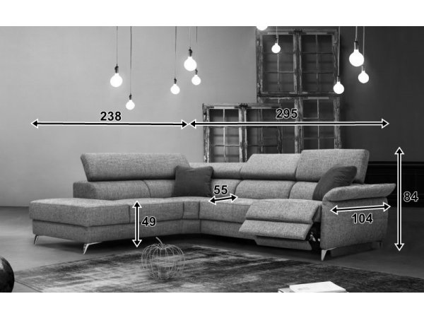 Rohová sedací souprava JUSTIN s elektrickou funkcí relax