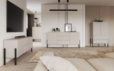 Sestava nábytku do obývacího pokoje JUKON 4 cashmere/černé kovové nohy