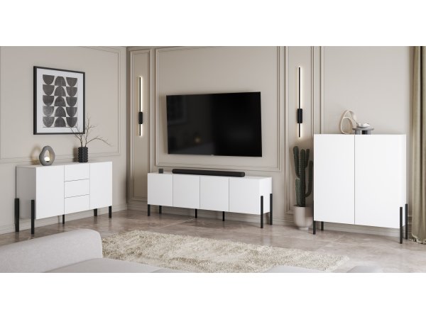 Komoda (typ 42) JUKON bílá supermatt/černé kovové nohy