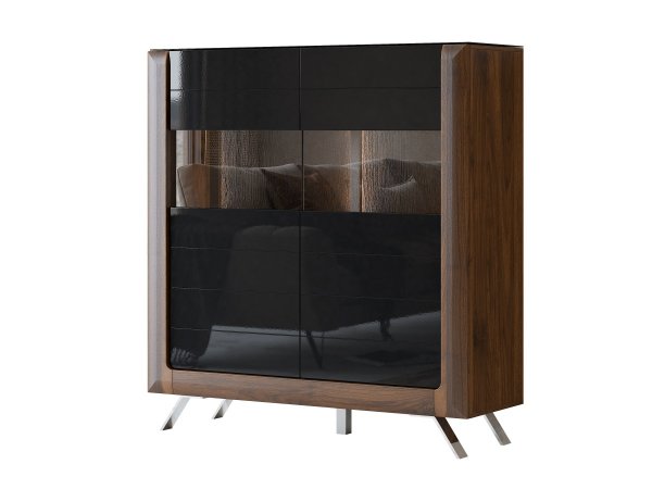 Nábytek do obývacího pokoje KASAI ořech Columbia/černý lesk