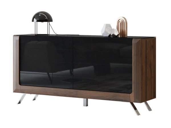 Nábytek do obývacího pokoje KASAI ořech Columbia/černý lesk