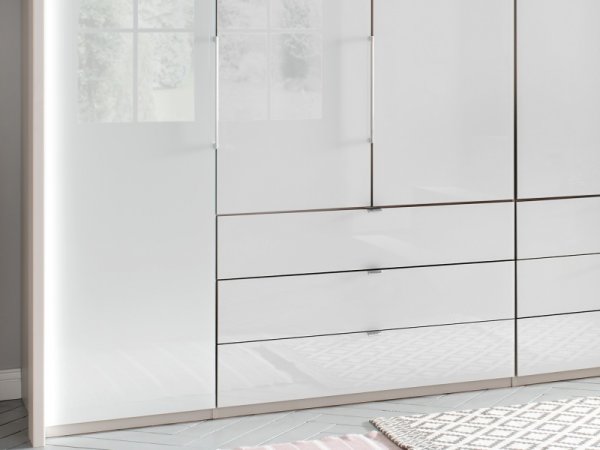 Luxusní skříň KANSAS champagne/bílé sklo