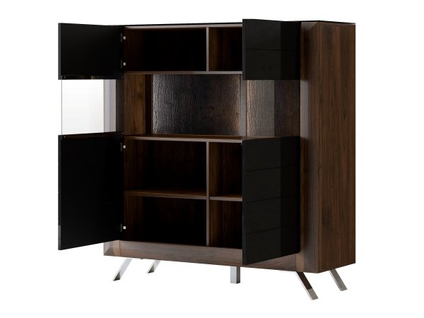 Nábytek do obývacího pokoje KASAI ořech Columbia/černý lesk