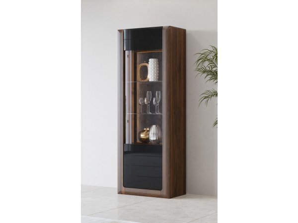 Nábytek do obývacího pokoje KASAI ořech Columbia/černý lesk