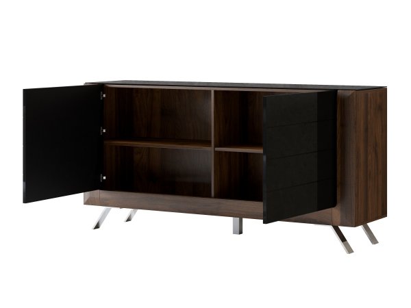 Nábytek do obývacího pokoje KASAI ořech Columbia/černý lesk