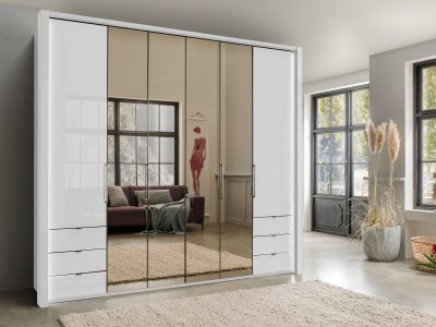 Luxusní skříň se zrcadlem KANSAS Alpská bílá