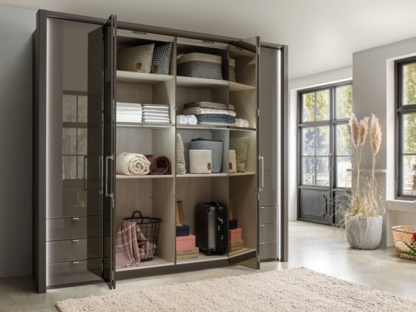 Luxusní skříň se zrcadlem KANSAS dekor Havana/sklo Havana