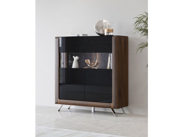 Nábytek do obývacího pokoje KASAI ořech Columbia/černý lesk