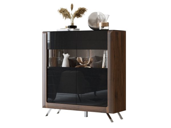 Nábytek do obývacího pokoje KASAI ořech Columbia/černý lesk