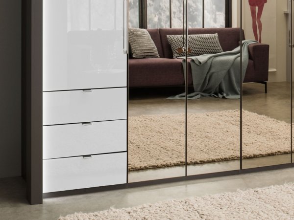 Luxusní skříň se zrcadlem KANSAS dekor Havana/bílé sklo