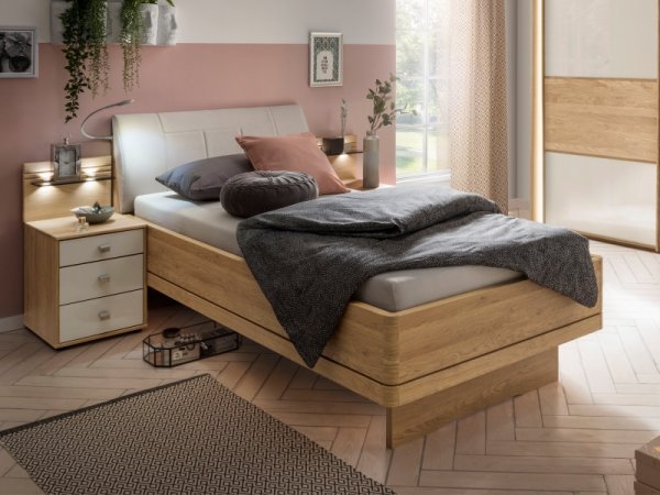 Ložnicová sestava pro jednu osobu KIRUNA 1 dub/sklo champagne