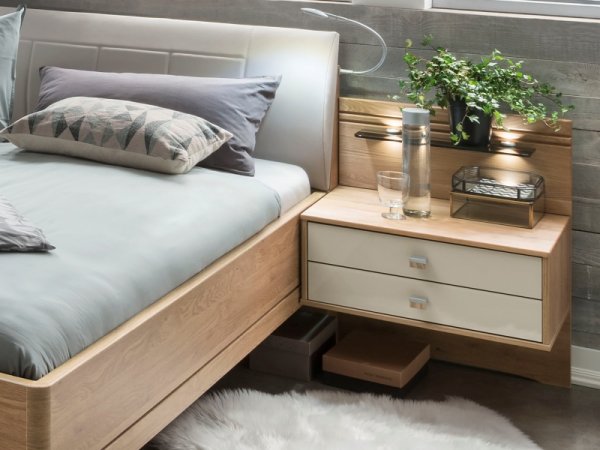 Ložnice KIRUNA dub/sklo champagne