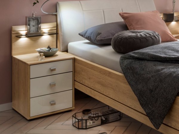 Ložnicová sestava pro jednu osobu KIRUNA 1 dub/sklo champagne