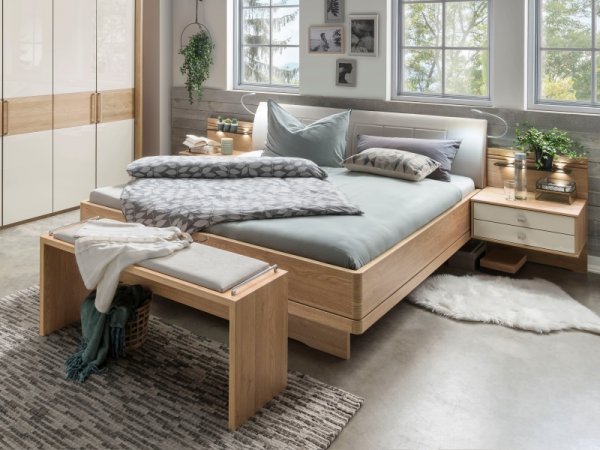 Ložnice KIRUNA dub/sklo champagne