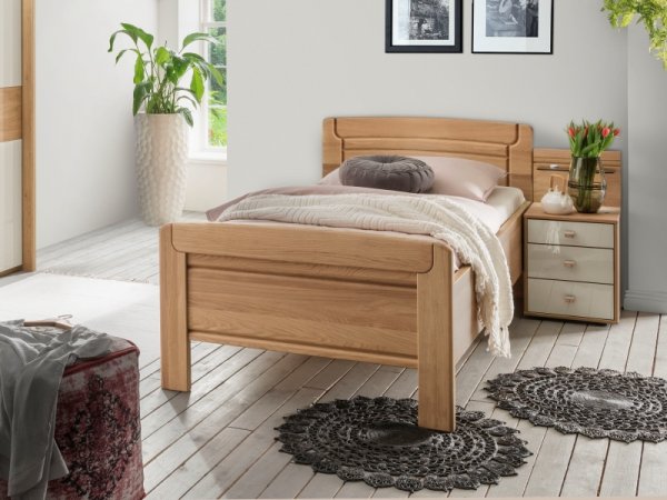 Ložnicová sestava pro jednu osobu KIRUNA dub/sklo champagne