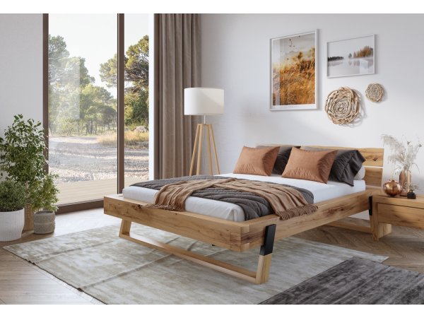 Postel z masivu KONGO 160x200 jádrový buk/černá