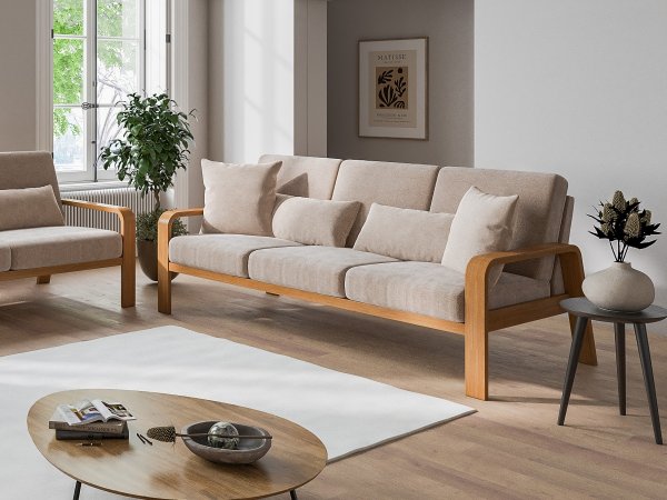 Sedací souprava s dřevěnými područkami 3+2,5+1 KOLDING 2