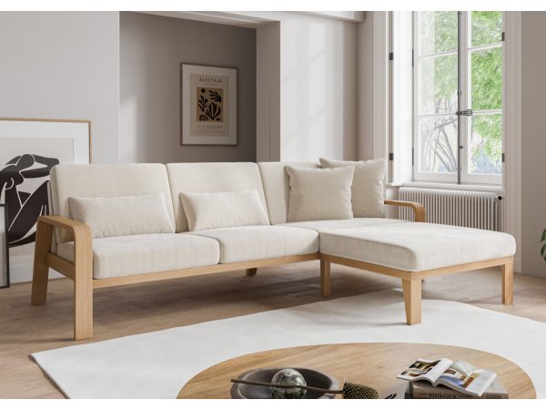 Rohová sedací souprava s dřevěnými područkami KOLDING