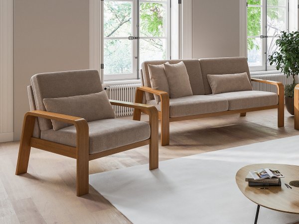 Sedací souprava s dřevěnými područkami 3+2,5+1 KOLDING 2