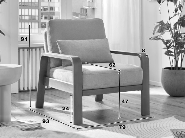 Sedací souprava s dřevěnými područkami 3+2,5+1 KOLDING
