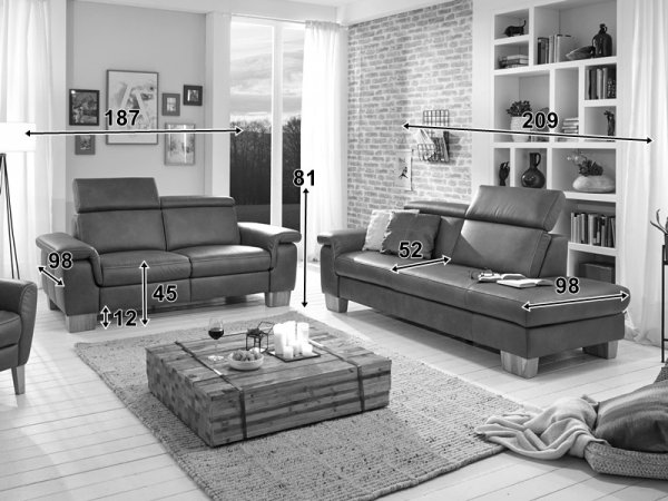 Kožená sedací souprava LAVA XC 2,5-sed+otoman