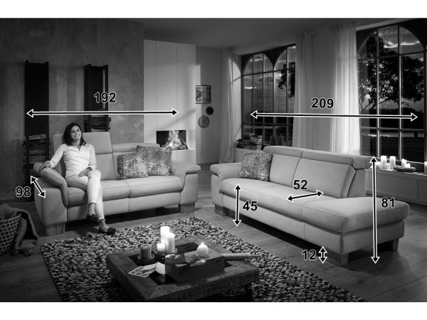 Sedací souprava LAVA XC 2 2,5-sed s funkcí relax +otoman