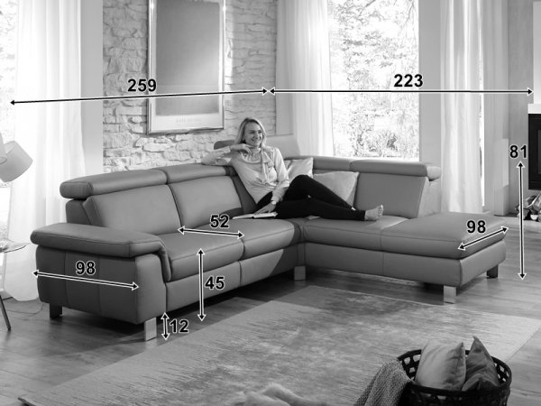 Kožená rohová sedací souprava LAVA XC