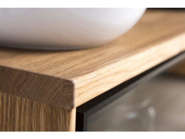 Komoda s vitrínou LAGOS (typ 45) dub přírodní olejovaný