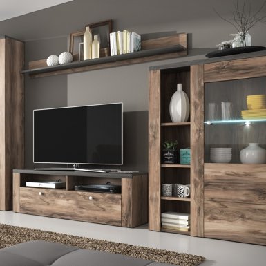 Moderní obývací stěna LARONA ořech Satin touchwood