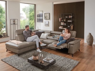 Kožená rohová sedací souprava LAVA XC s funkcí relax