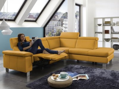 Kožená rohová sedací souprava LAVA XC s funkcí relax