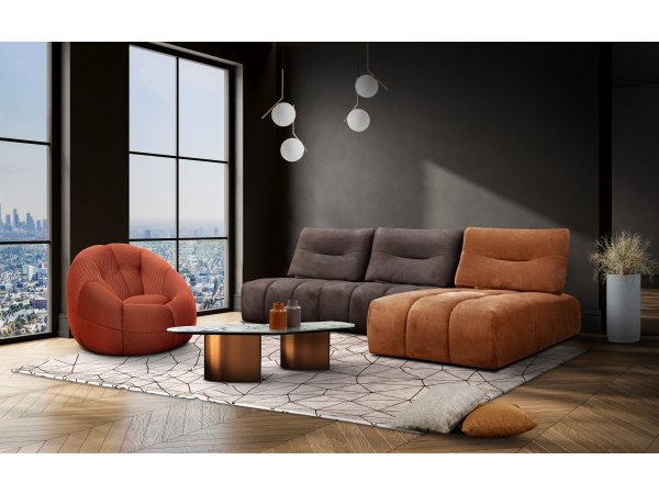 Designová rohová sedací souprava s nastavitelnou hloubkou sedáku LARI 2