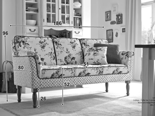 Sedací souprava do jídelny ve venkovském stylu LANCASTER 3