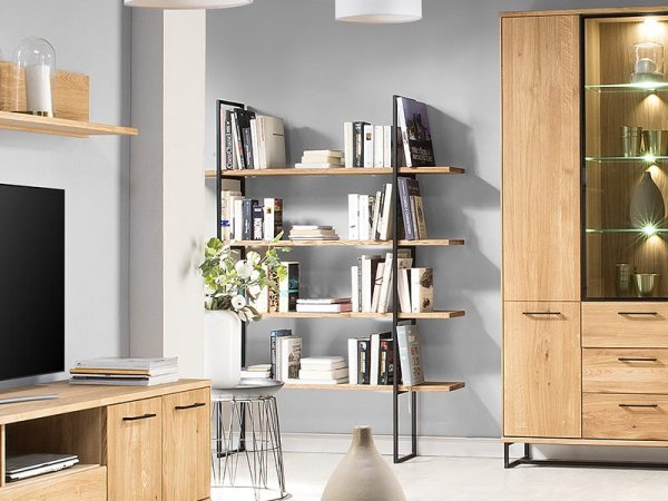 Komoda s vitrínou LAGOS (typ 45) dub přírodní olejovaný