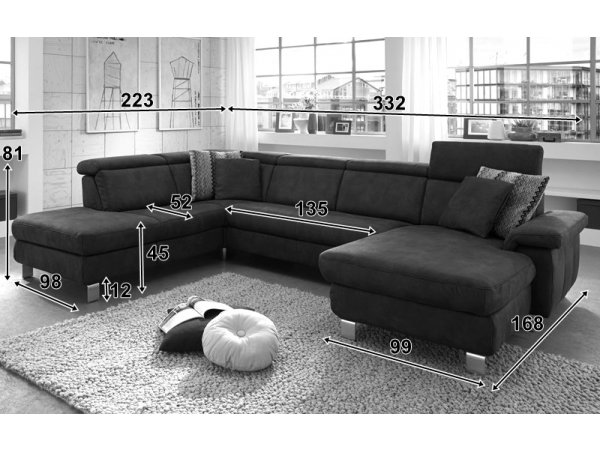 Rohová sedací souprava do tvaru U LAVA XC