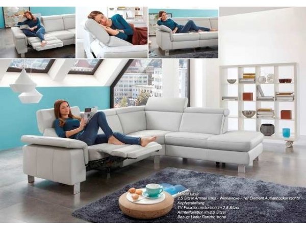 Kožená rohová sedací souprava LAVA XC s funkcí relax