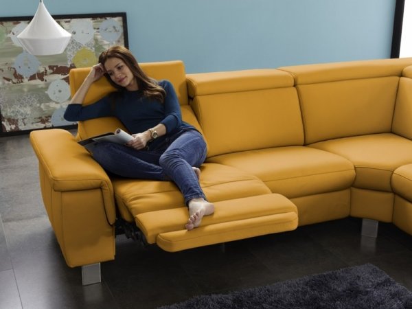 Kožená rohová sedací souprava LAVA XC s funkcí relax