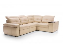 Kožená rohová sedací souprava LIMA s rozkladem na spaní a stolkem