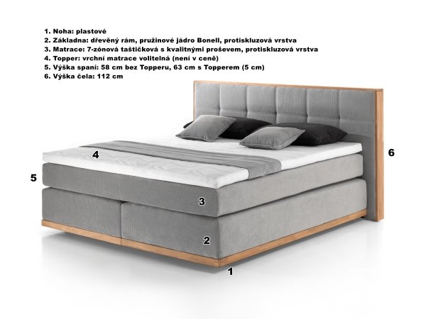 Postel boxspring LEVANA dub masiv