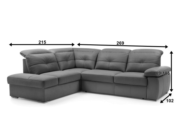 Kožená rohová rozkládací sedací souprava LIMA