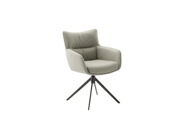 Jídelní otočná židle LIMONE 2S s područkami, pravá kůže krémová