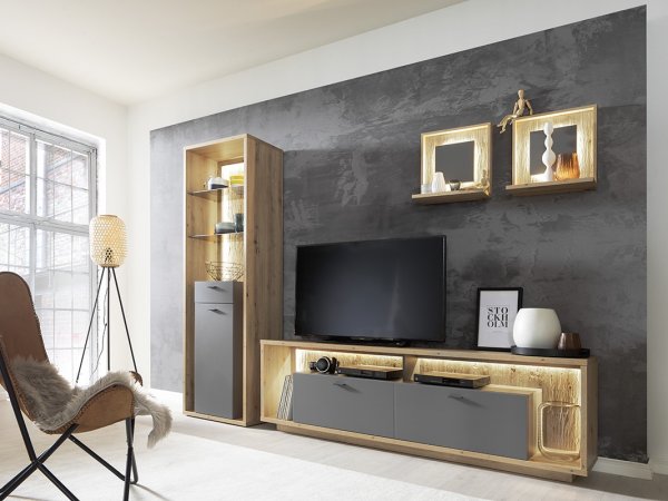 Šedý nábytek do obývacího pokoje LIZZANO