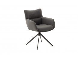 Jídelní otočná židle LIMONE 2S s područkami, pravá kůže antracit