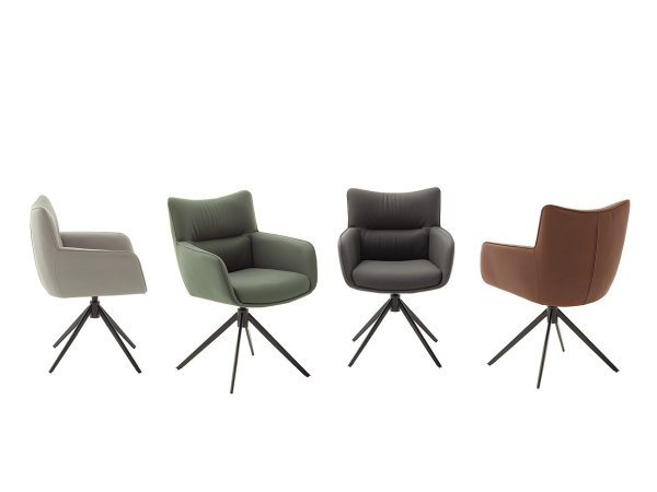 Jídelní otočná židle LIMONE 2S s područkami, pravá kůže olivová