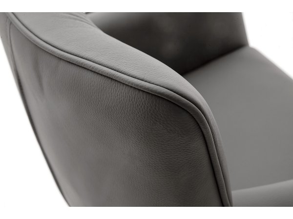 Jídelní otočná židle LIMONE 2S s područkami, pravá kůže antracit
