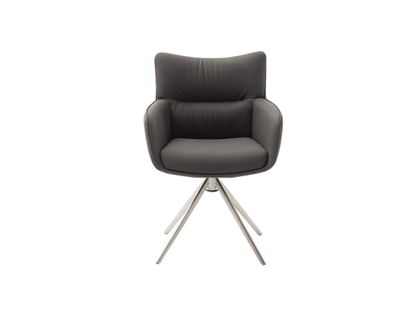 Jídelní otočná židle LIMONE 2E s područkami, pravá kůže antracit