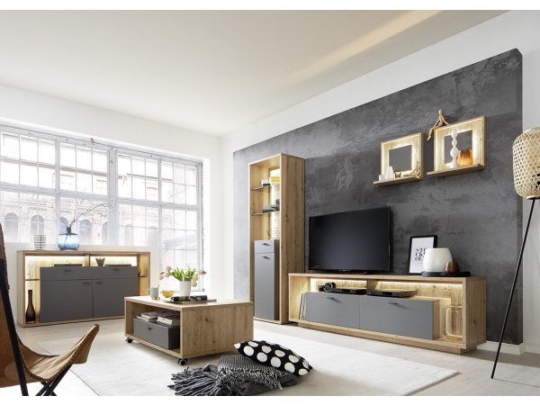 Šedý nábytek do obývacího pokoje LIZZANO