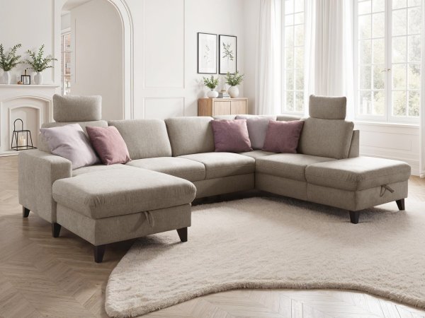 Rohová rozkládací sedací souprava do tvaru U LOLLAND 3