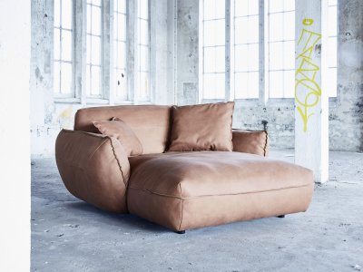 Kožené prodloužené křeslo - Longchair BE CHILLED